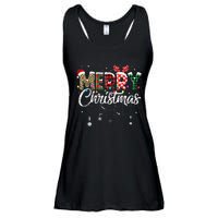 Merry Christmas Leopard Buffalo Red Plaid Santa Family  Ladies Essential Flowy Tank