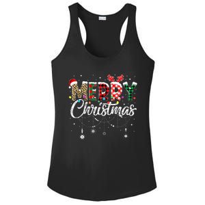 Merry Christmas Leopard Buffalo Red Plaid Santa Family  Ladies PosiCharge Competitor Racerback Tank