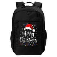 Merry Christmas Lights Red Santa Hat Xmas Family Women Daily Commute Backpack