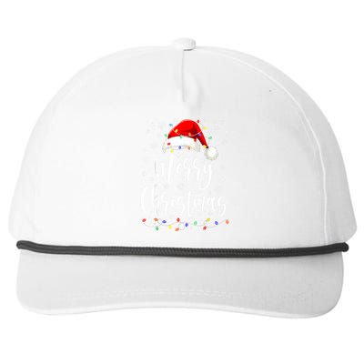 Merry Christmas Lights Red Santa Hat Xmas Family Women Snapback Five-Panel Rope Hat