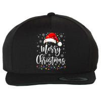 Merry Christmas Lights Red Santa Hat Xmas Family Women Wool Snapback Cap