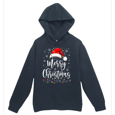 Merry Christmas Lights Red Santa Hat Xmas Family Women Urban Pullover Hoodie