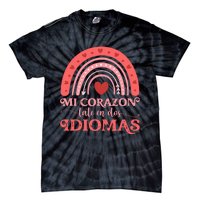 Mi Corazon Late En Dos Idiomas Bilingual Valentines Teacher Tie-Dye T-Shirt