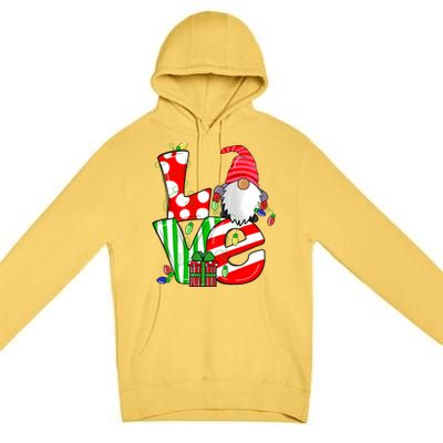 Merry Christmas Love Gnome Christmas Lights Xmas Funny Gift Premium Pullover Hoodie