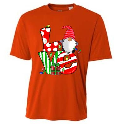 Merry Christmas Love Gnome Christmas Lights Xmas Funny Gift Cooling Performance Crew T-Shirt