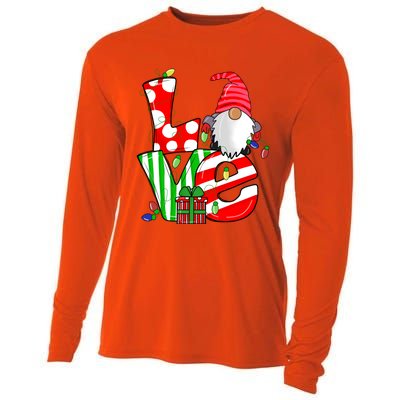 Merry Christmas Love Gnome Christmas Lights Xmas Funny Gift Cooling Performance Long Sleeve Crew