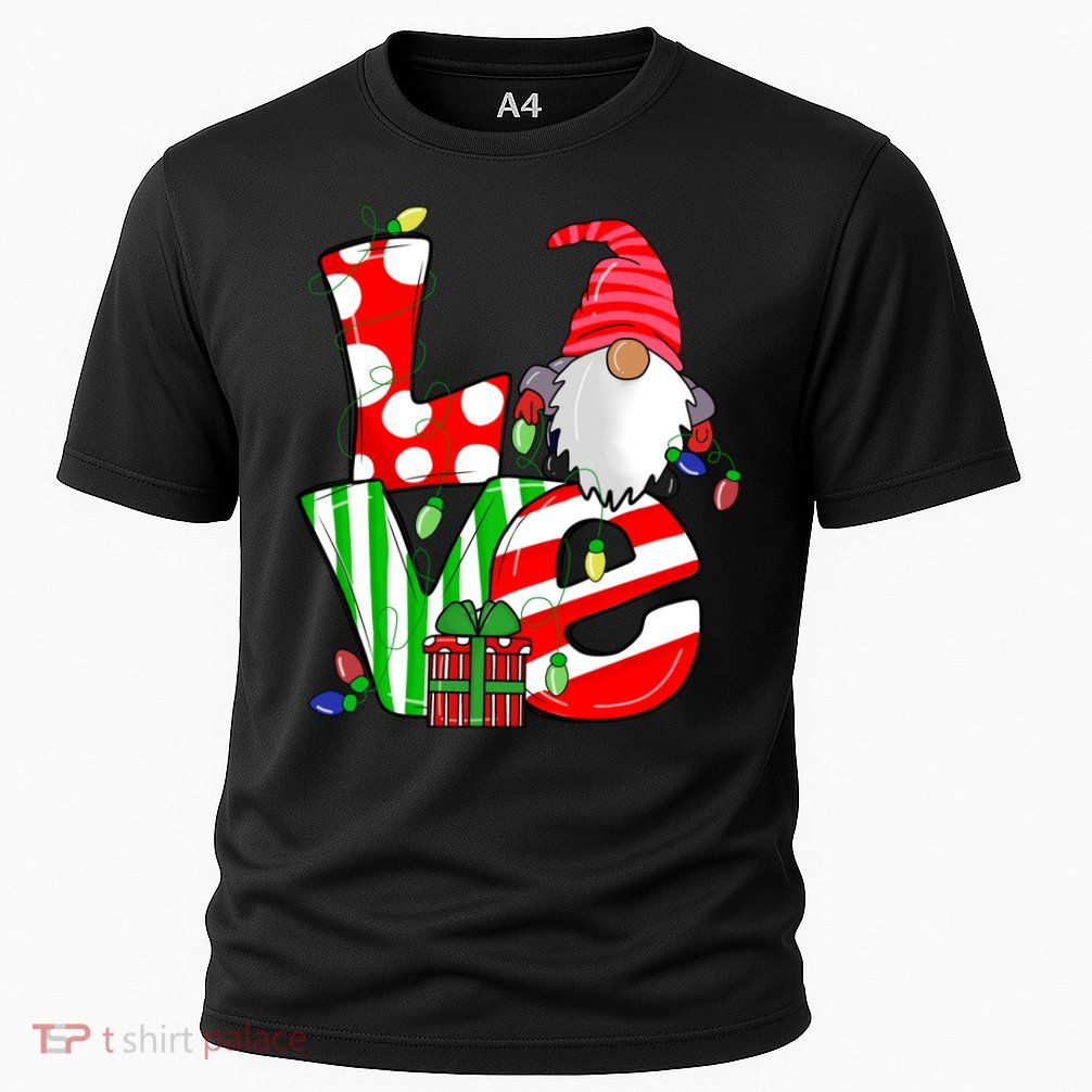 Merry Christmas Love Gnome Christmas Lights Xmas Funny Gift Performance Shirt