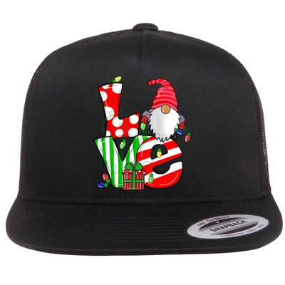 Merry Christmas Love Gnome Christmas Lights Xmas Funny Gift Flatbill Hat