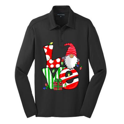 Merry Christmas Love Gnome Christmas Lights Xmas Funny Gift Silk Touch Performance Long Sleeve Polo