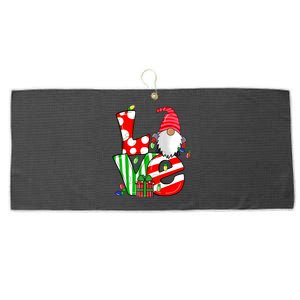 Merry Christmas Love Gnome Christmas Lights Xmas Funny Gift Large Microfiber Waffle Golf Towel