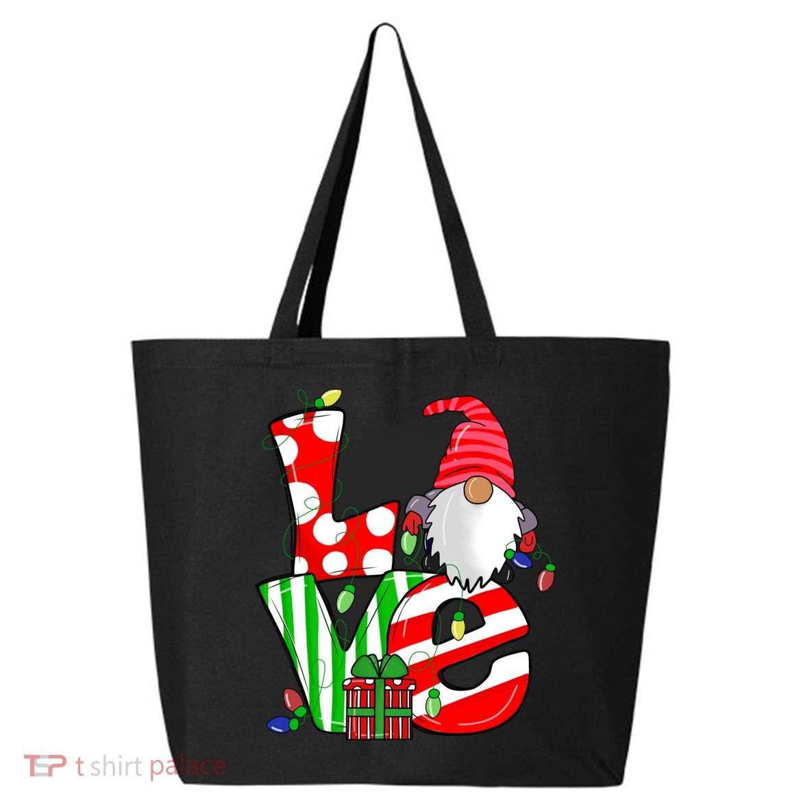 Merry Christmas Love Gnome Christmas Lights Xmas Funny Gift 25L Jumbo Tote