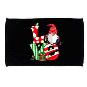 Merry Christmas Love Gnome Christmas Lights Xmas Funny Gift Microfiber Hand Towel