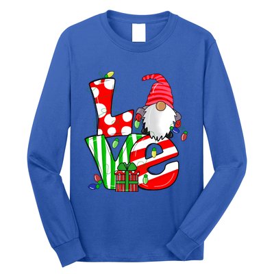 Merry Christmas Love Gnome Christmas Lights Xmas Funny Gift Long Sleeve Shirt