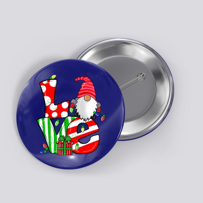 Merry Christmas Love Gnome Christmas Lights Xmas Funny Gift Button