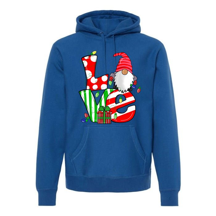 Merry Christmas Love Gnome Christmas Lights Xmas Funny Gift Premium Hoodie