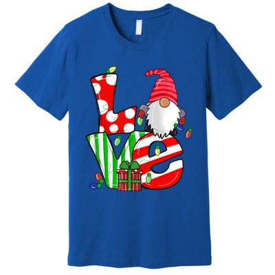 Merry Christmas Love Gnome Christmas Lights Xmas Funny Gift Premium T-Shirt