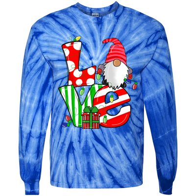 Merry Christmas Love Gnome Christmas Lights Xmas Funny Gift Tie-Dye Long Sleeve Shirt