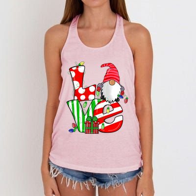 Merry Christmas Love Gnome Christmas Lights Xmas Funny Gift Women's Knotted Racerback Tank