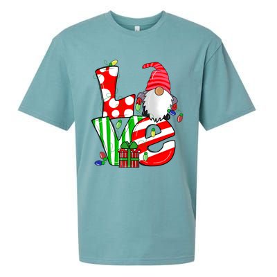 Merry Christmas Love Gnome Christmas Lights Xmas Funny Gift Sueded Cloud Jersey T-Shirt