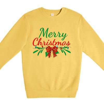 Merry Christmas Lights Red Santa Hat Xmas Family Women Premium Crewneck Sweatshirt