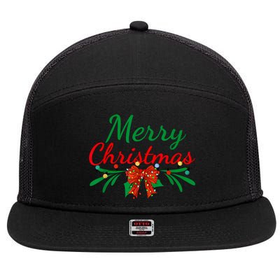 Merry Christmas Lights Red Santa Hat Xmas Family Women 7 Panel Mesh Trucker Snapback Hat