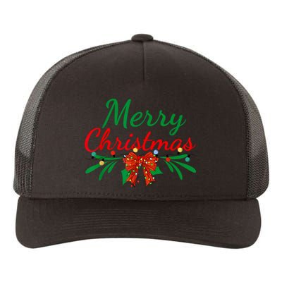 Merry Christmas Lights Red Santa Hat Xmas Family Women Yupoong Adult 5-Panel Trucker Hat