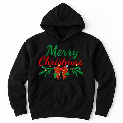 Merry Christmas Lights Red Santa Hat Xmas Family Women Hoodie