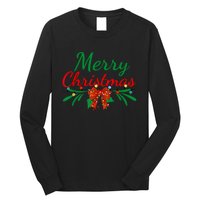 Merry Christmas Lights Red Santa Hat Xmas Family Women Long Sleeve Shirt