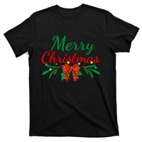 Merry Christmas Lights Red Santa Hat Xmas Family Women T-Shirt