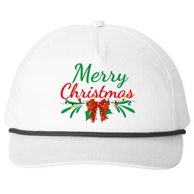 Merry Christmas Lights Red Santa Hat Xmas Family Women Snapback Five-Panel Rope Hat