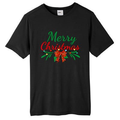 Merry Christmas Lights Red Santa Hat Xmas Family Women Tall Fusion ChromaSoft Performance T-Shirt