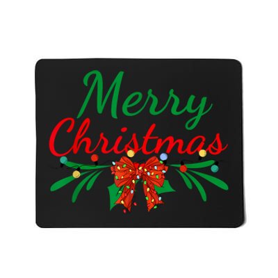 Merry Christmas Lights Red Santa Hat Xmas Family Women Mousepad