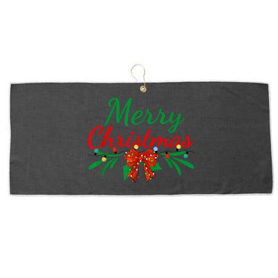 Merry Christmas Lights Red Santa Hat Xmas Family Women Large Microfiber Waffle Golf Towel