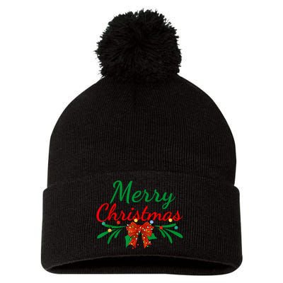 Merry Christmas Lights Red Santa Hat Xmas Family Women Pom Pom 12in Knit Beanie