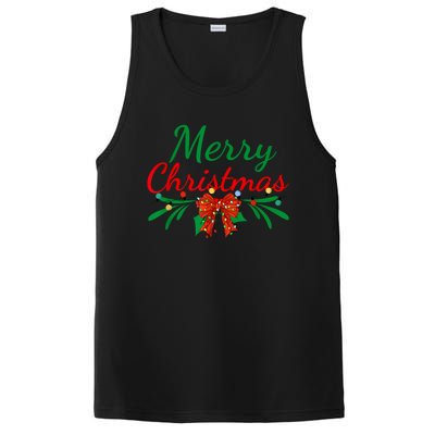 Merry Christmas Lights Red Santa Hat Xmas Family Women PosiCharge Competitor Tank