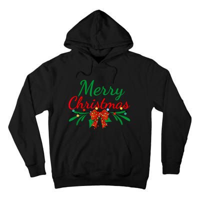 Merry Christmas Lights Red Santa Hat Xmas Family Women Tall Hoodie