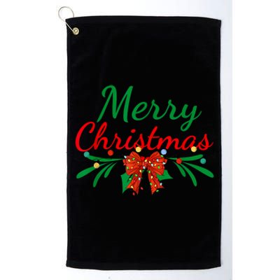 Merry Christmas Lights Red Santa Hat Xmas Family Women Platinum Collection Golf Towel