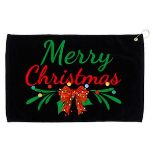 Merry Christmas Lights Red Santa Hat Xmas Family Women Grommeted Golf Towel