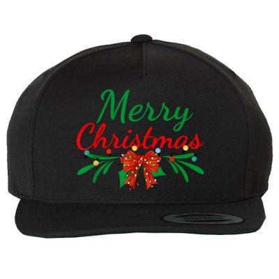 Merry Christmas Lights Red Santa Hat Xmas Family Women Wool Snapback Cap