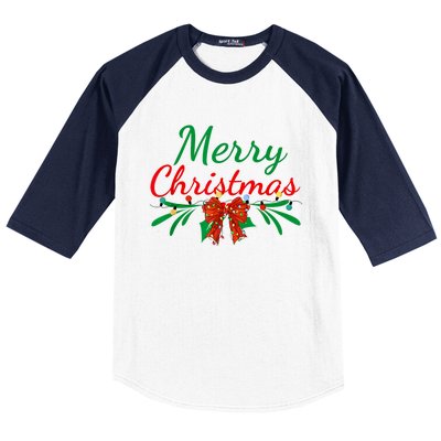 Merry Christmas Lights Red Santa Hat Xmas Family Women Baseball Sleeve Shirt