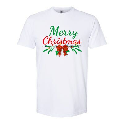 Merry Christmas Lights Red Santa Hat Xmas Family Women Softstyle CVC T-Shirt