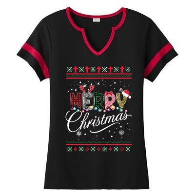 Merry Christmas Leopard Buffalo Red Plaid For Women Ladies Halftime Notch Neck Tee