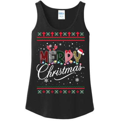 Merry Christmas Leopard Buffalo Red Plaid For Women Ladies Essential Tank