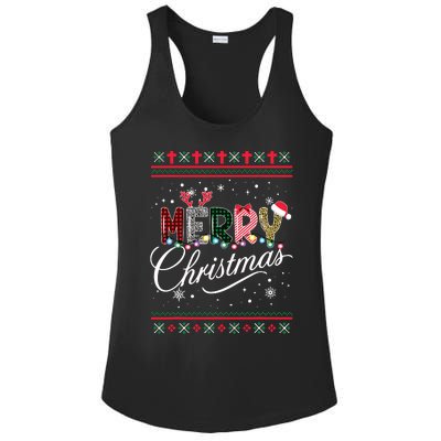 Merry Christmas Leopard Buffalo Red Plaid For Women Ladies PosiCharge Competitor Racerback Tank