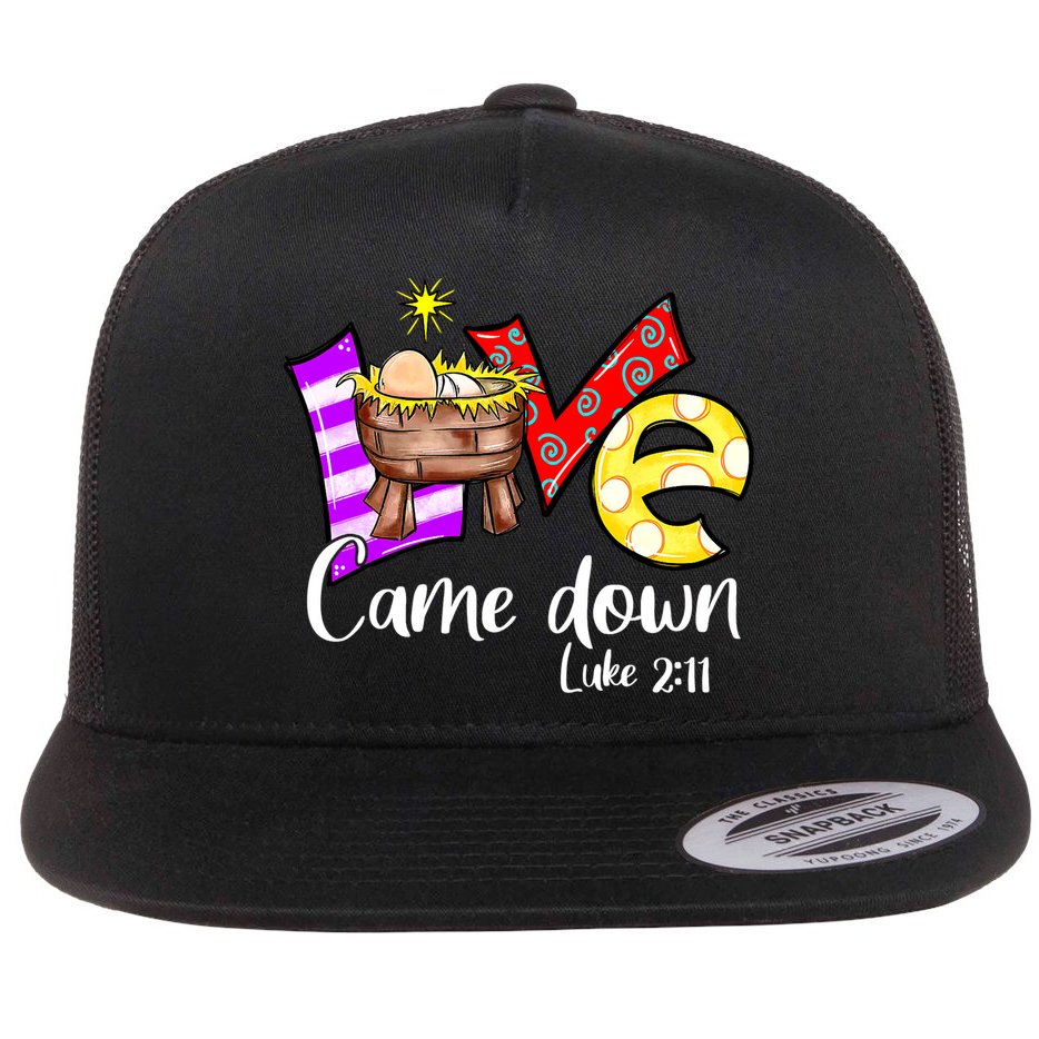 Merry Christmas Love Came Down Luke-211 Thanksgiving Jesus Flat Bill Trucker Hat