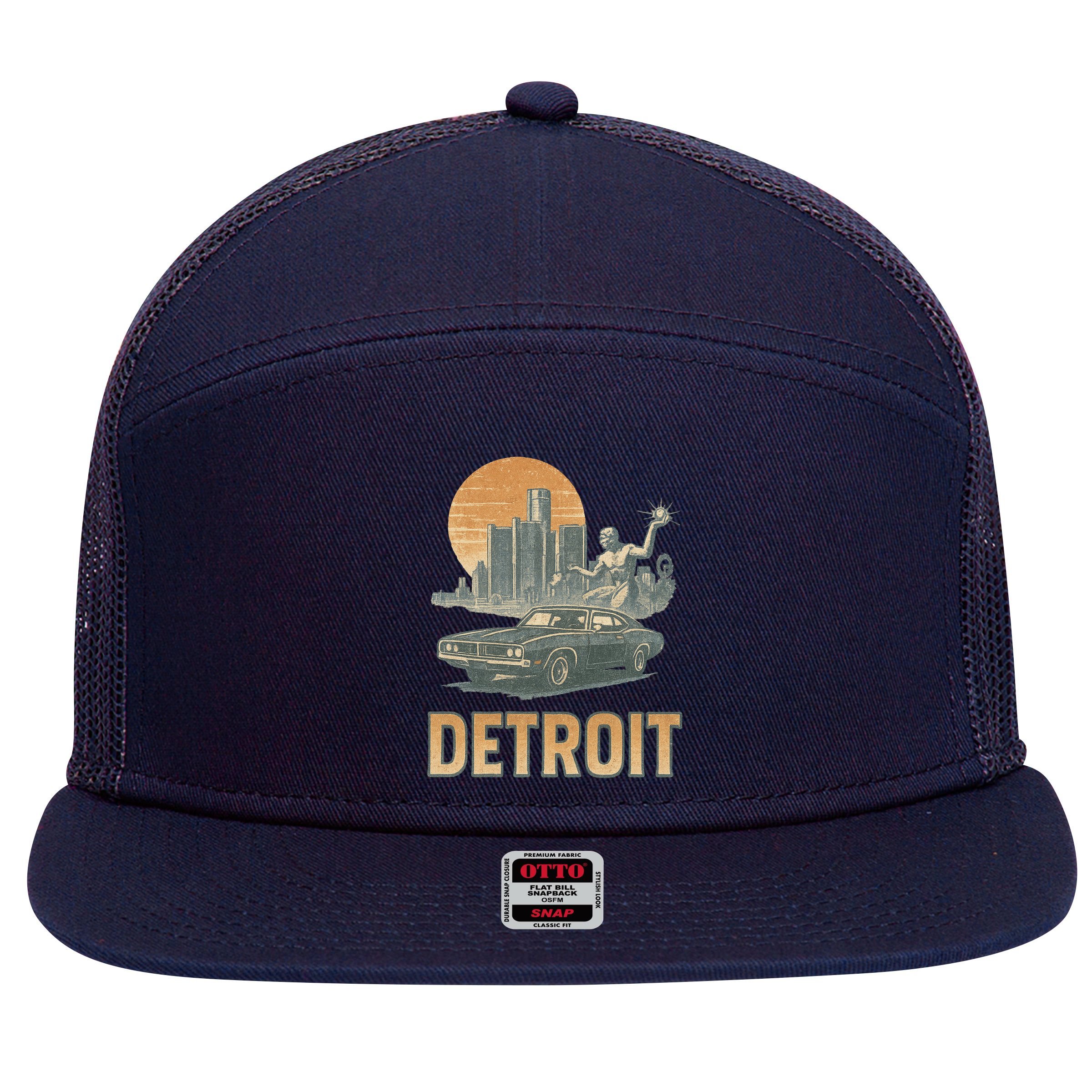 Motor City Legends Detroit Vintage Muscle 7 Panel Mesh Trucker Snapback Hat