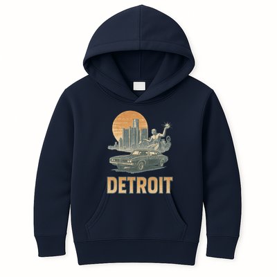 Motor City Legends Detroit Vintage Muscle Kids Hoodie