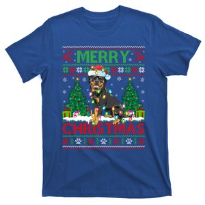 Merry Christmas Lighting Ugly Rottweiler Christmas Gift T-Shirt