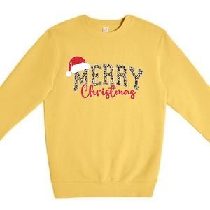 Merry Christmas Leopard Merry Christmas Varsity With Santa Hat Premium Crewneck Sweatshirt