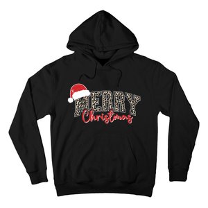 Merry Christmas Leopard Merry Christmas Varsity With Santa Hat Hoodie